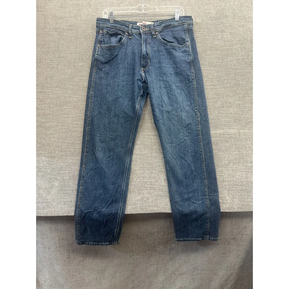 Wrangler Jeans Men 32x30 Blue Denim Medium Wash Regular Fit Stretch Straight Leg